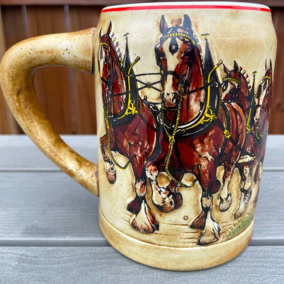 Vintage 1980's Budweiser Champion Clydesdales Holiday Ceramarte Mug Beer Stein - Picture 3 of 11